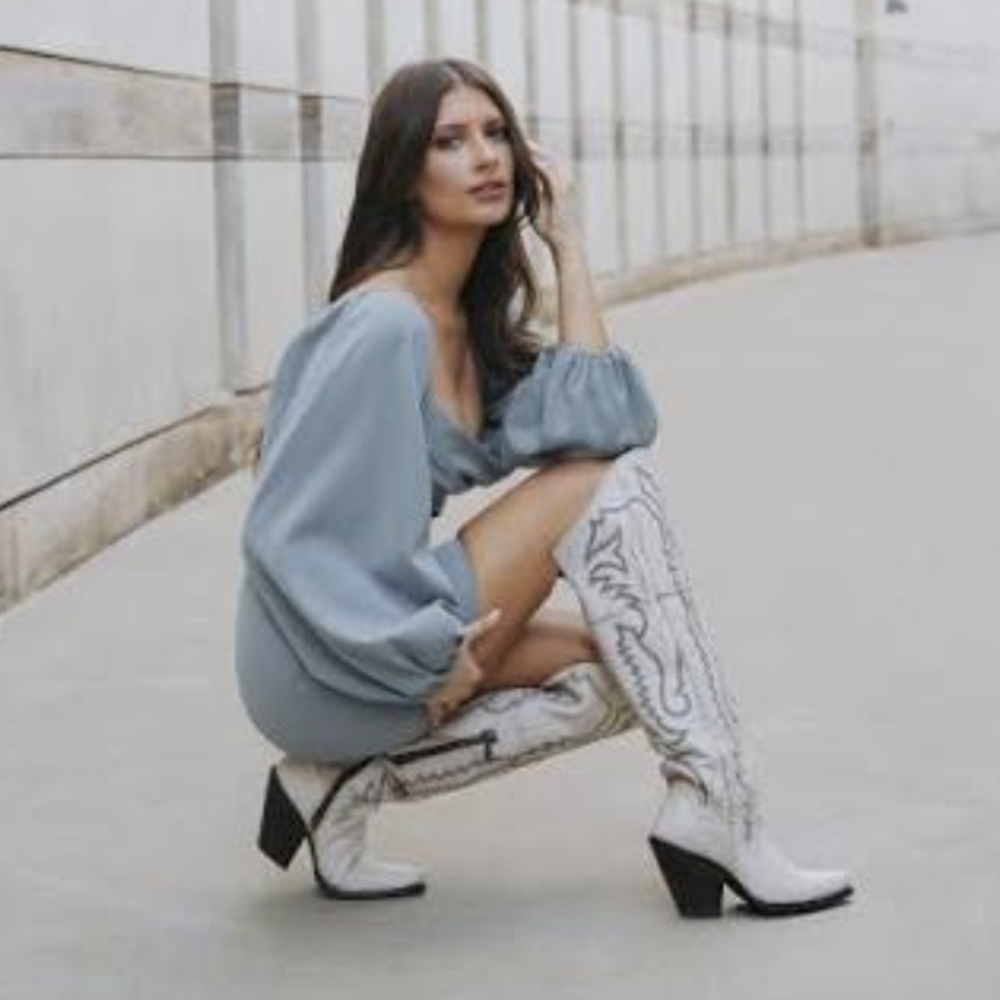 DAN POST DP4377 "Loverly" tall top white leather cowgirl western boots NWT - Picture 2 of 8